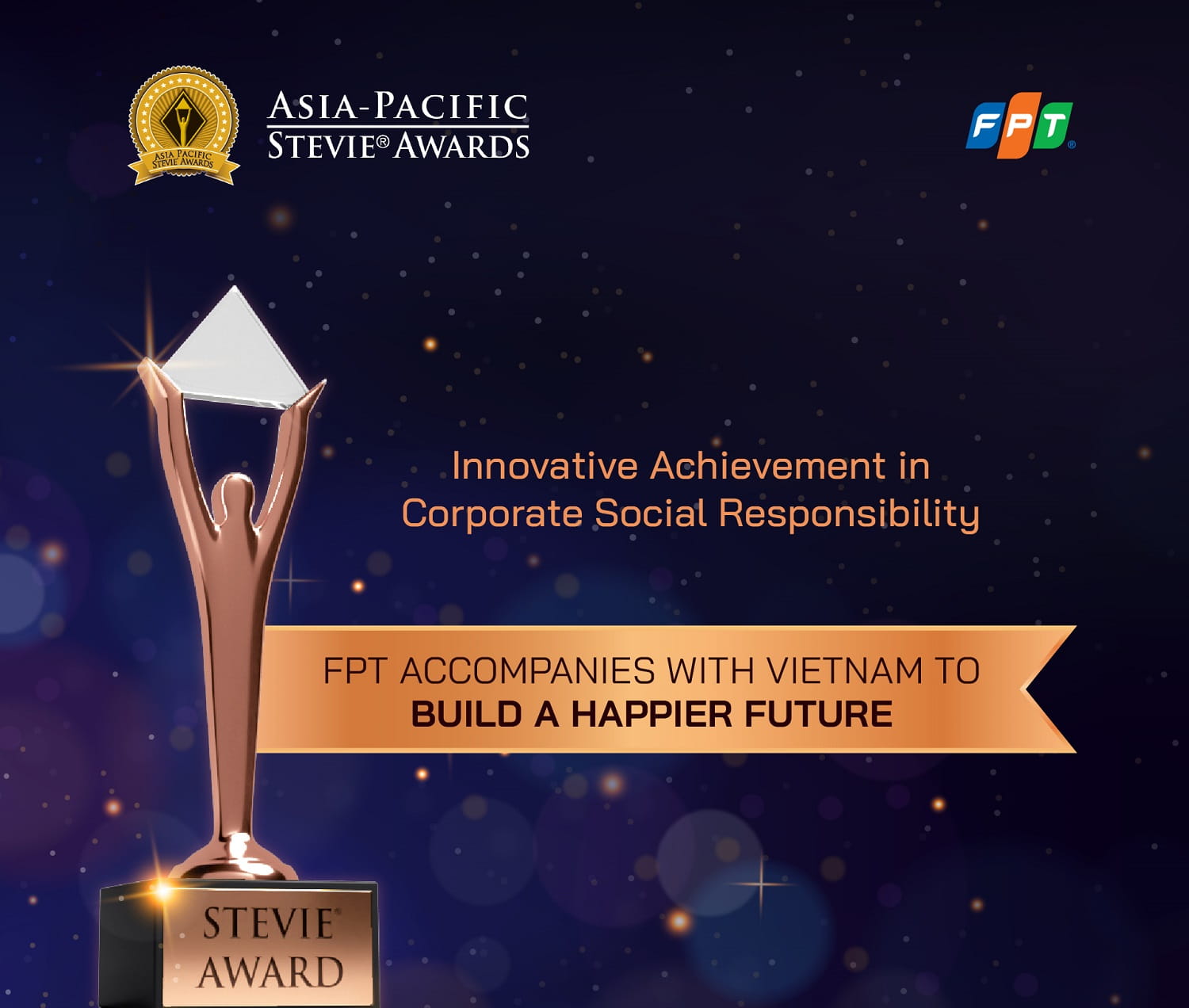 FPT được Asia Paciffic Stieve Awards vinh danh về việc đồng hành cùng Việt Nam kiến tạo một tương lai hạnh phúc